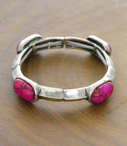 Pink Gemstone Stretch Bracelet