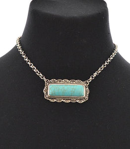 Rectangle Turquoise Pendant Necklace