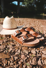 Load image into Gallery viewer, Brown Tooled Leather Sandals