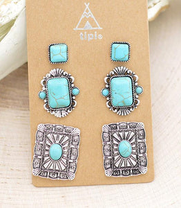 Western Turquoise Earring Set