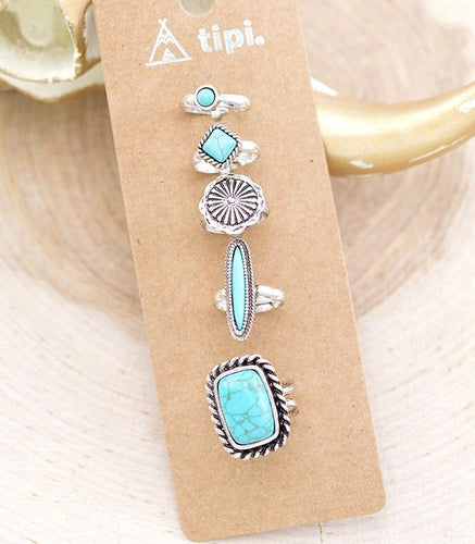 Punchy Turquoise Ring Set