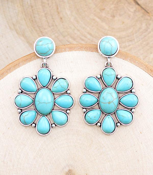 Light Turquoise Flower Earrings