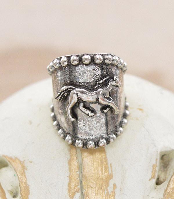 Silver Horse Adjustable Ring