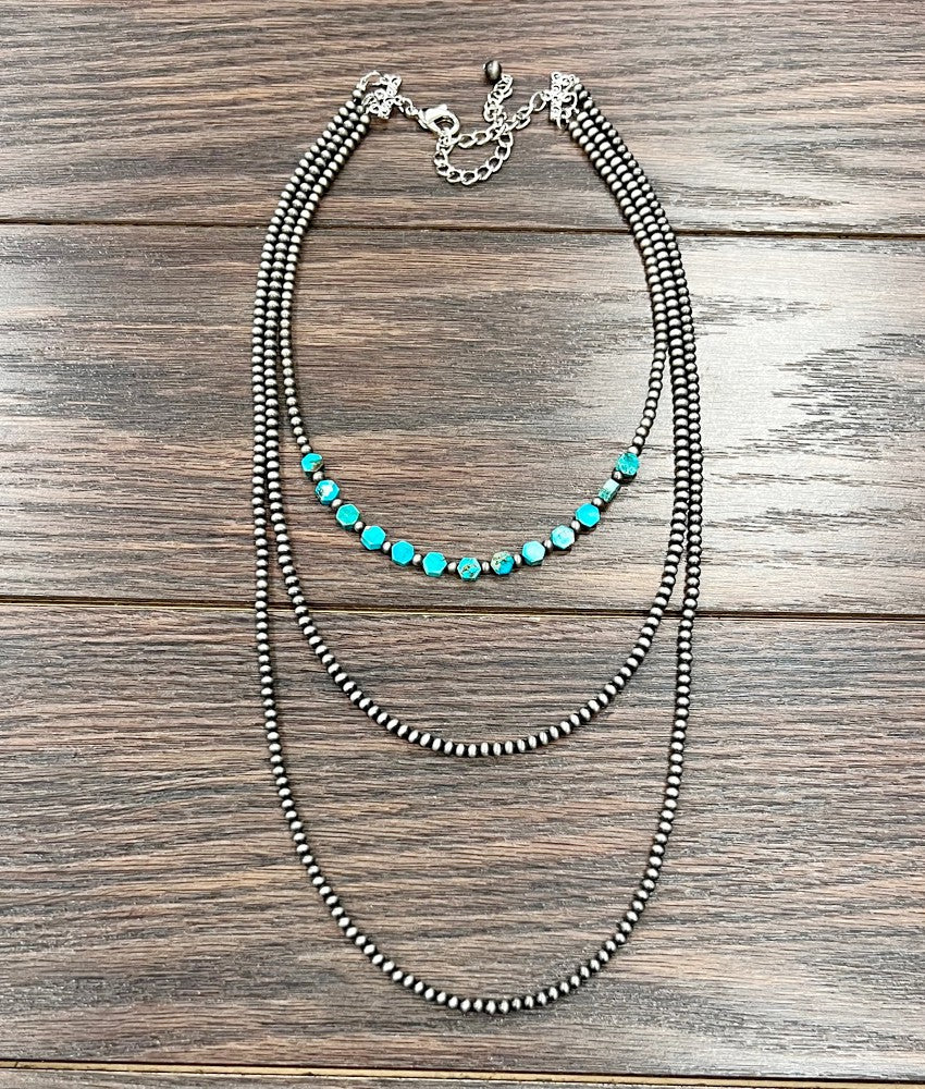 Turquoise Bead Layered Necklace