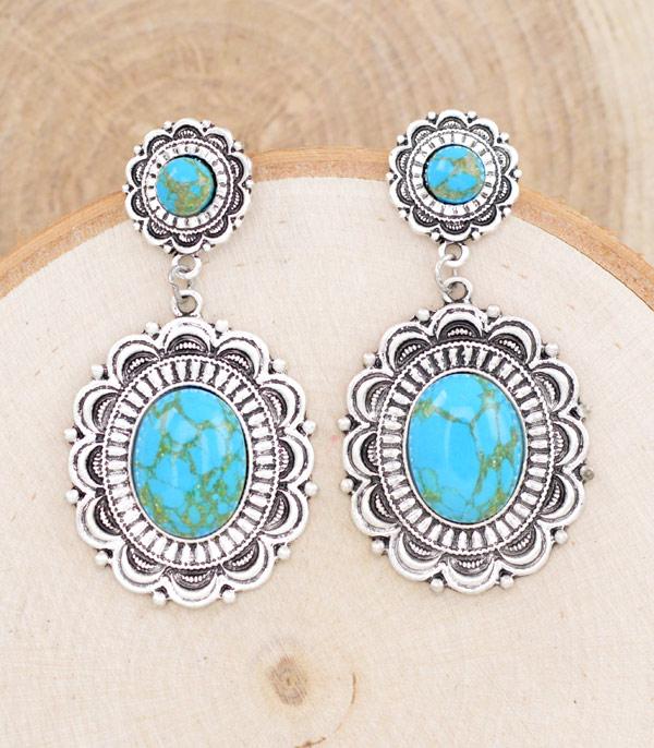 Turquoise Semi Stone Drop Earrings