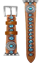 Load image into Gallery viewer, Leather and Turquoise Watch Band