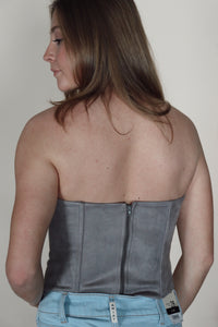 Grey Edgy Strapless Top
