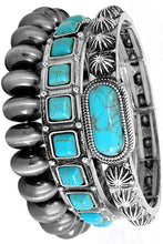 Load image into Gallery viewer, Turquoise and Pearls Set of 3 Bracelets