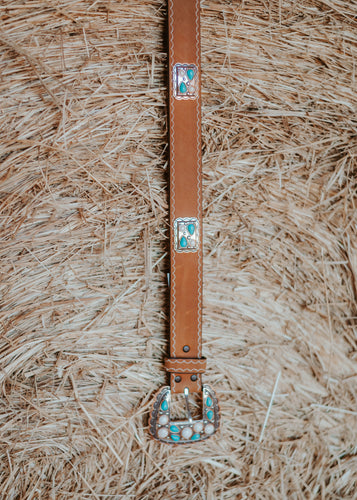 Tan/Turq. Scallop Belt