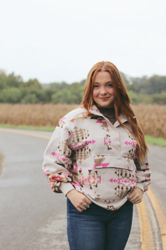 Western Pink Oversized Pullover