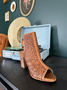 High Tooled Leather Heel