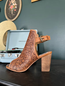 High Tooled Leather Heel