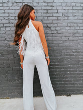 Load image into Gallery viewer, White Fringed Halter Bodysuit