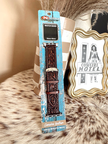 Leather Tooled Apple Watch Band