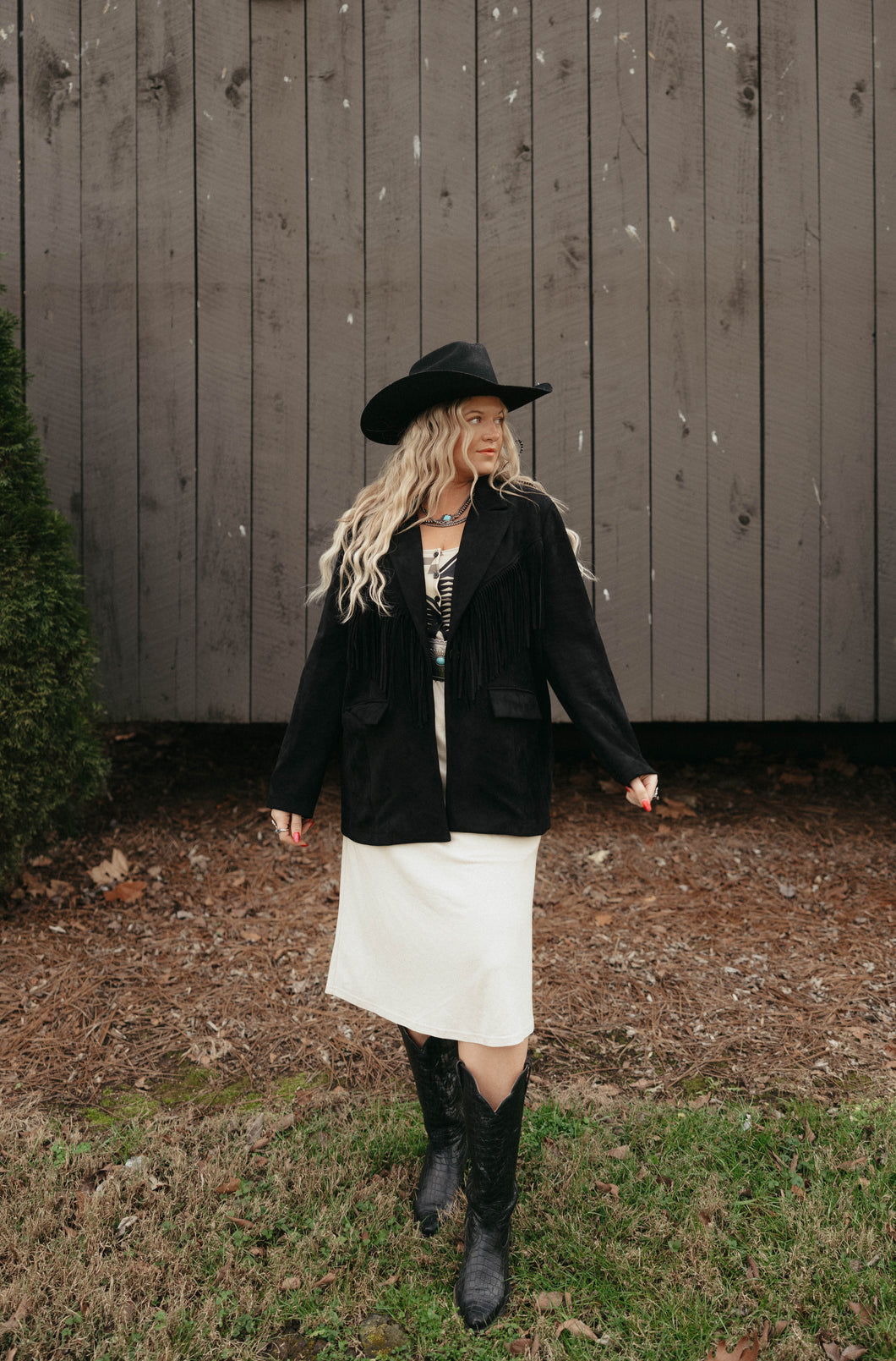 Black Suede Fringe Blazer