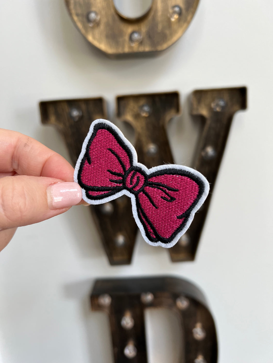 Pink and Black Bow Patch