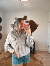 Load image into Gallery viewer, Silver Suede Fringe Jacket