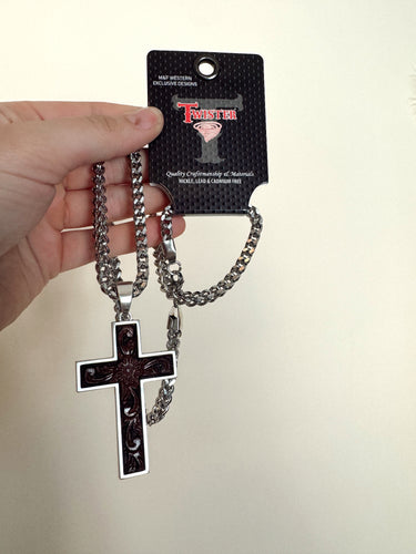 Twister MNS Leather Cross Necklace