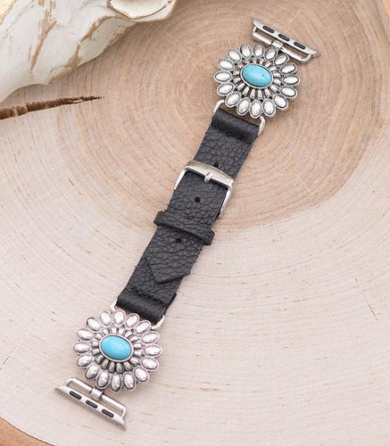 Western Concho Leather Watch Band