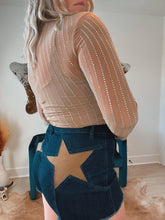 Load image into Gallery viewer, Denim Shorts with Suede Stars