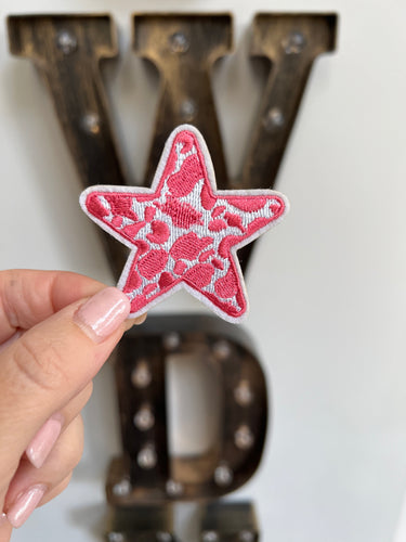 Pink Cow Print Star Patch