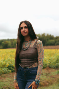 Brown Leather Corset Top