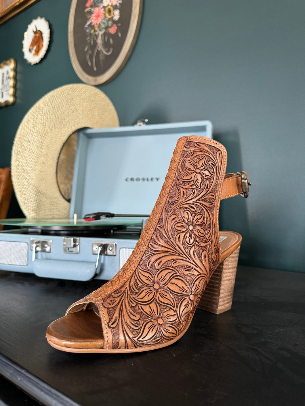 High Tooled Leather Heel