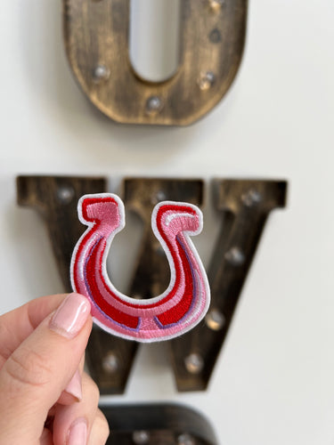 Pink and Red Horseshoe Patch