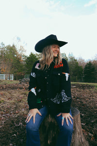 Western Embroidered Sherpa Jacket