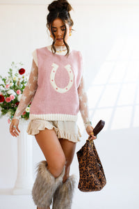 Pink Horseshoe Sweater Vest