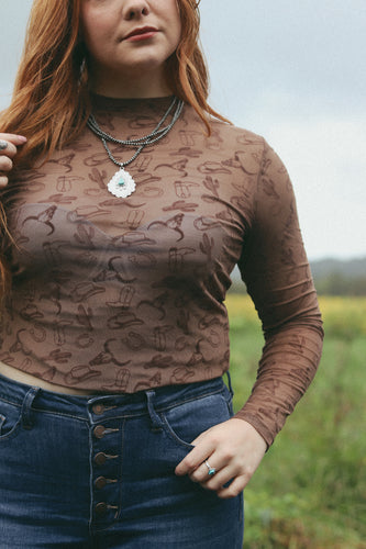 Tan Countryside Mesh Top