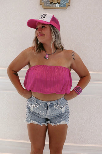 Bubble Pink Strapless Top