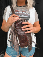 Load image into Gallery viewer, Tooled Bum Bag with Fringe
