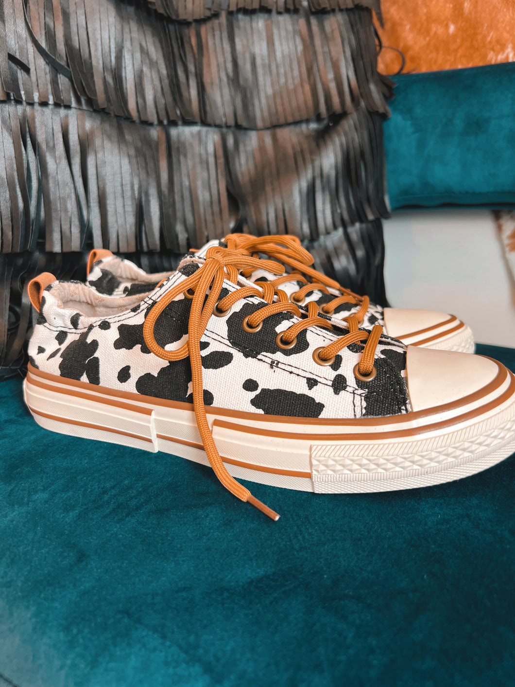 Cow Print Pull on Sneakers