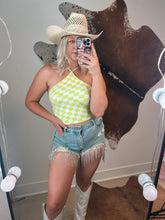 Load image into Gallery viewer, Lime Checkered Halter Top