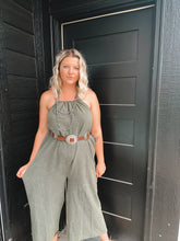Load image into Gallery viewer, Moss Green Linen Jumpsuit