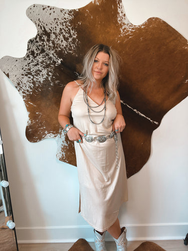 Taupe Chic Midi Dress