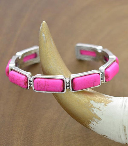 Pink Semi Stone Cuff Bracelet