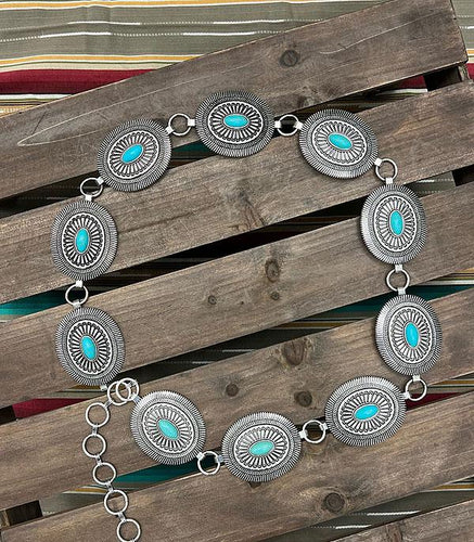 Western Semi Stone Concho Belt