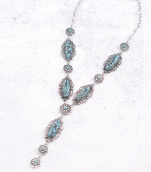 Turquoise Stone Lariat Necklace