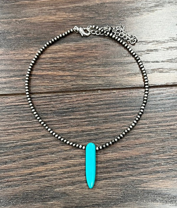 4mm Navajo Pearl Natural Turquoise Necklace