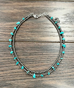 Turquoise Beaded Layered Necklace