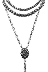 Concho Pendant Layered Necklace