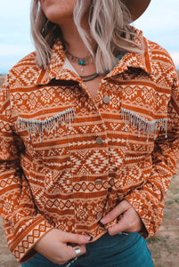 Rust Aztec Rhinestone Jacket