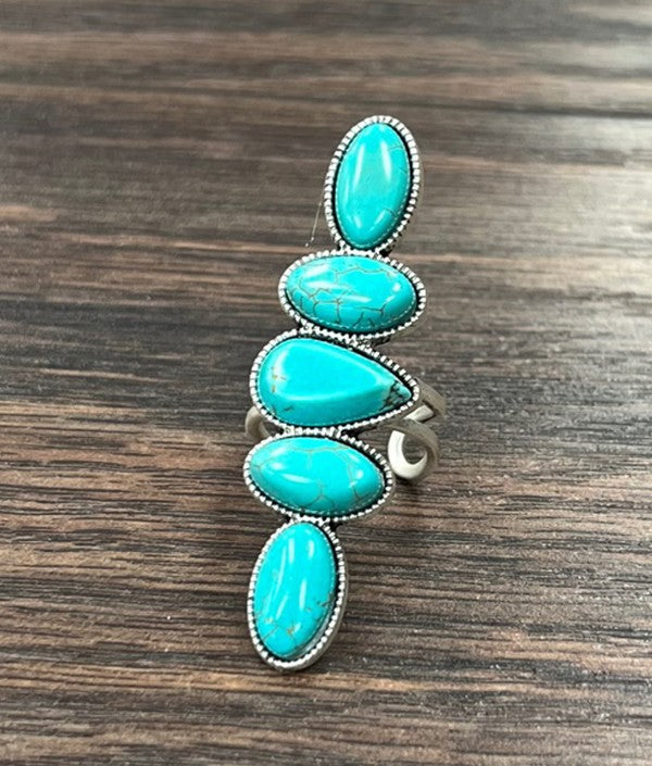 Western Turquoise Adjustable Ring