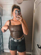 Load image into Gallery viewer, Brown Leather Corset Top